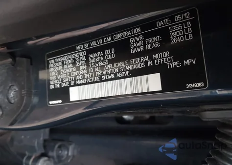 2013 Volvo Xc60 3.2 Premier from USA, damaged, VIN YV4940DZ4D2367933